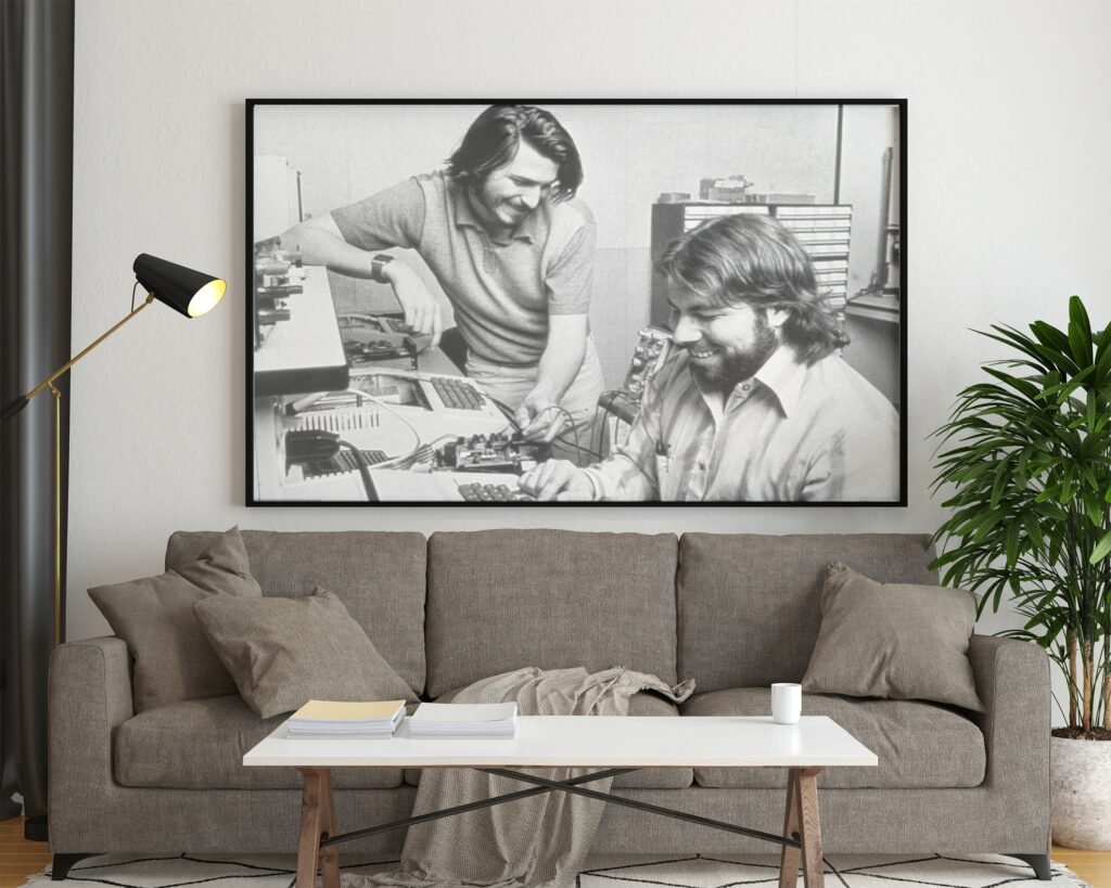 Steve Jobs and Steve Wozniak poster print, Apple founders vintage photo, Think different Canvas Wall art print - Image 4