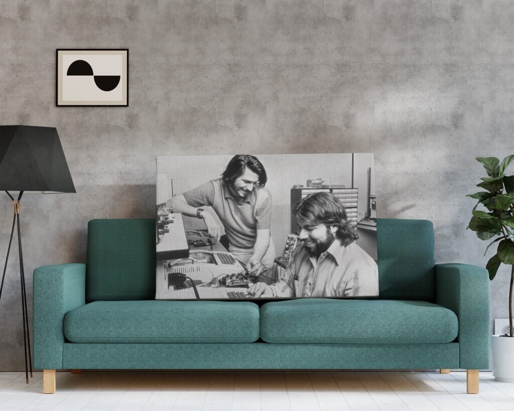 Steve Jobs and Steve Wozniak poster print, Apple founders vintage photo, Think different Canvas Wall art print - Image 8