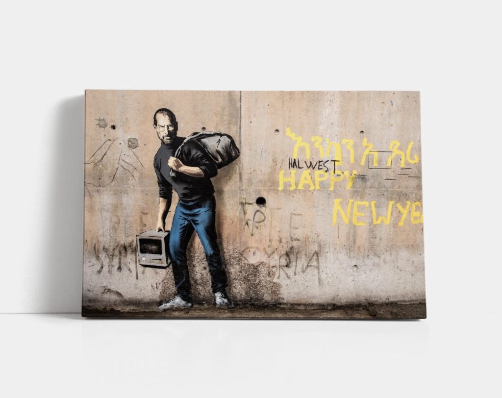 Steve Jobs Banksy poster print, Banksy street Graffiti art, Think different Canvas Wall art print - Image 5