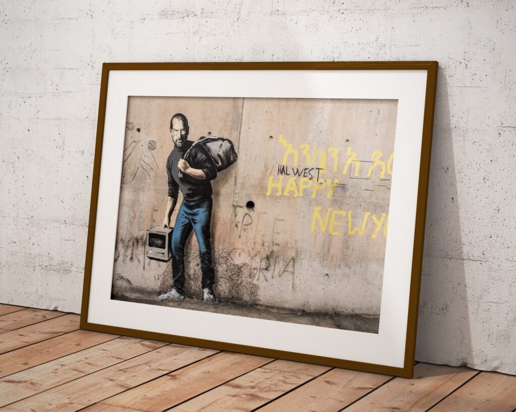 Steve Jobs Banksy poster print, Banksy street Graffiti art, Think different Canvas Wall art print - Image 7