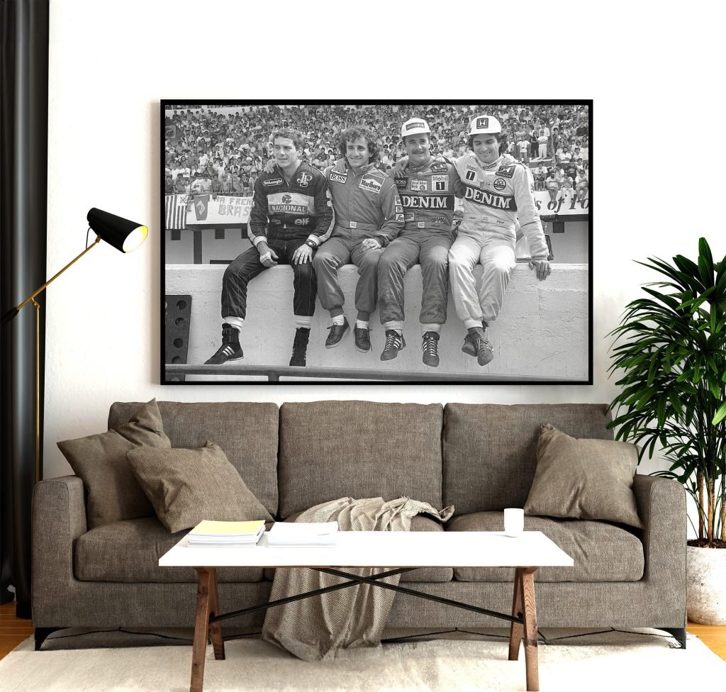 Ayrton Senna, Alain Prost, Damon Hill, Nelson Piquet poster print, Mclaren, Ferrari, Williams, Lotus Formula 1 Canvas Wall Art - Image 5