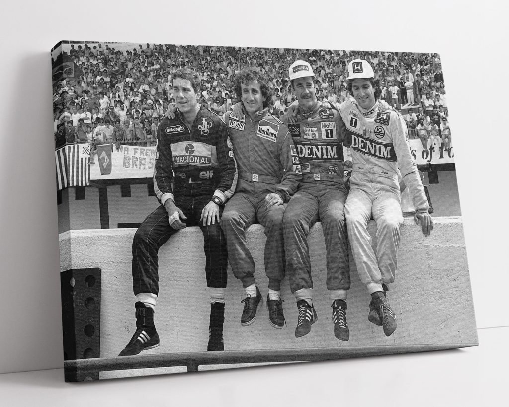 Ayrton Senna, Alain Prost, Damon Hill, Nelson Piquet poster print, Mclaren, Ferrari, Williams, Lotus Formula 1 Canvas Wall Art - Image 6