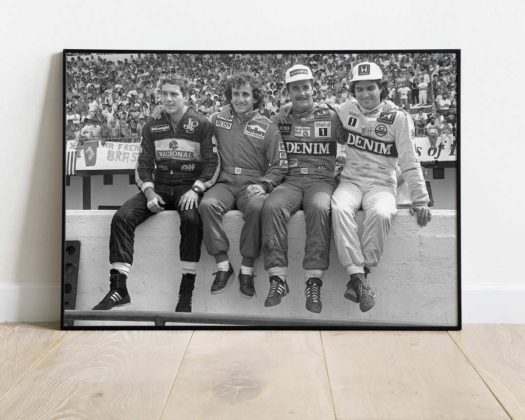 Ayrton Senna, Alain Prost, Damon Hill, Nelson Piquet poster print, Mclaren, Ferrari, Williams, Lotus Formula 1 Canvas Wall Art - Image 8