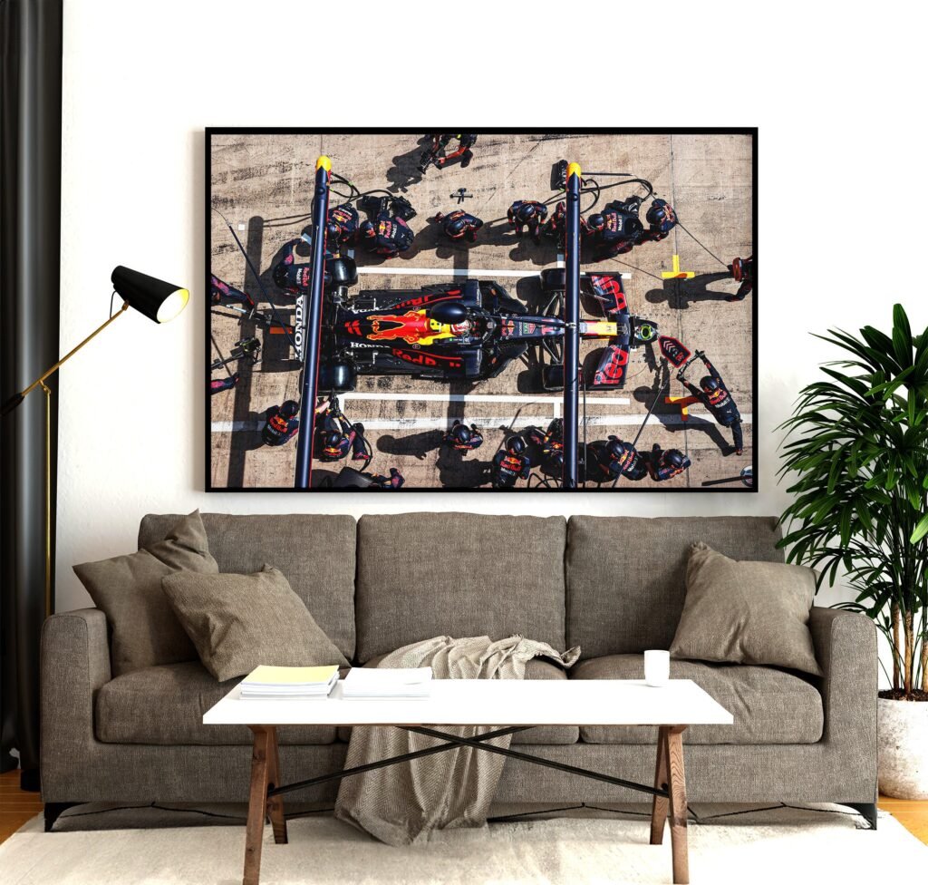 Checo Sergio Perez poster, Red Bull Racing Formula 1 Pit Stop print, F1 canvas wall art - Image 4