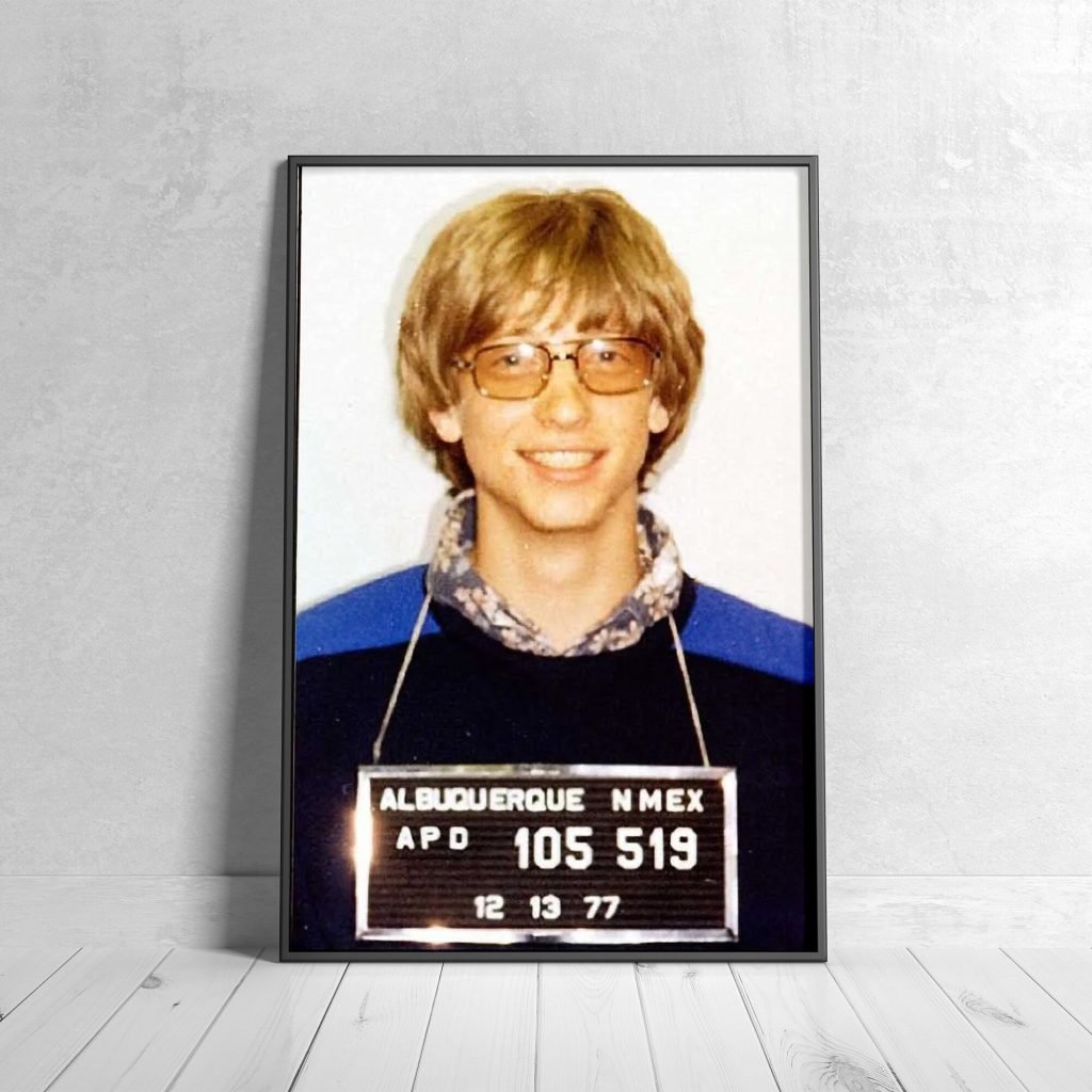 Bill Gates poster, Microsoft print, Entrepreneur mugshot Canvas Wall art, Business Black and White print - Image 6