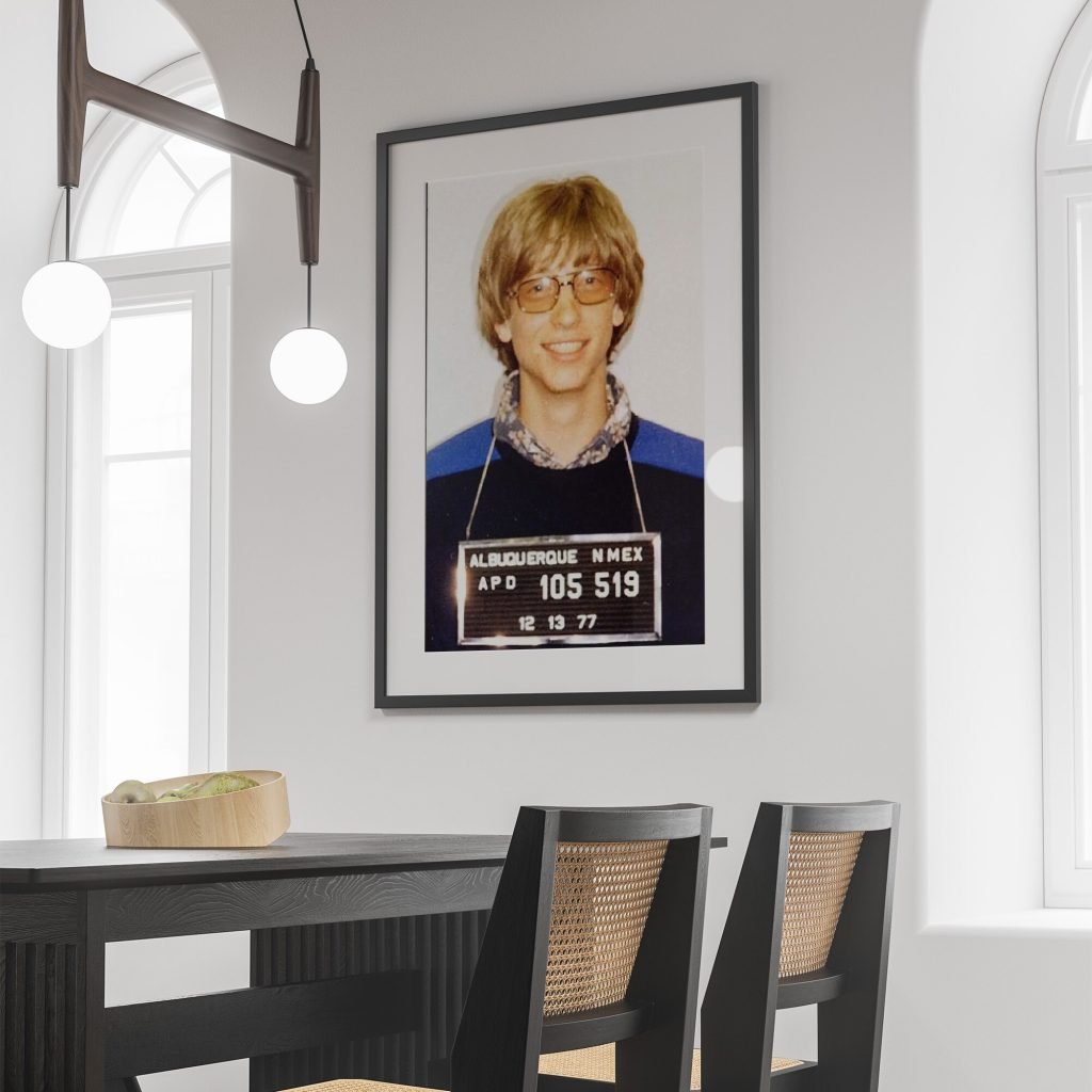 Bill Gates poster, Microsoft print, Entrepreneur mugshot Canvas Wall art, Business Black and White print - Image 8