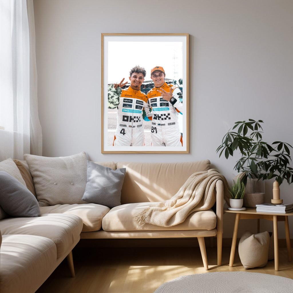 Lando Norris and Oscar Piastri poster, Mclaren rising stars F1 print, Formula 1 Canvas Wall art - Image 3