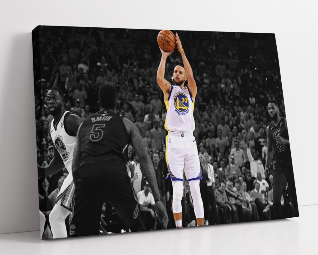 Steph Curry poster, NBA Basketball Golden State Warriors canvas wall art print, Gift idea for him - Image 3