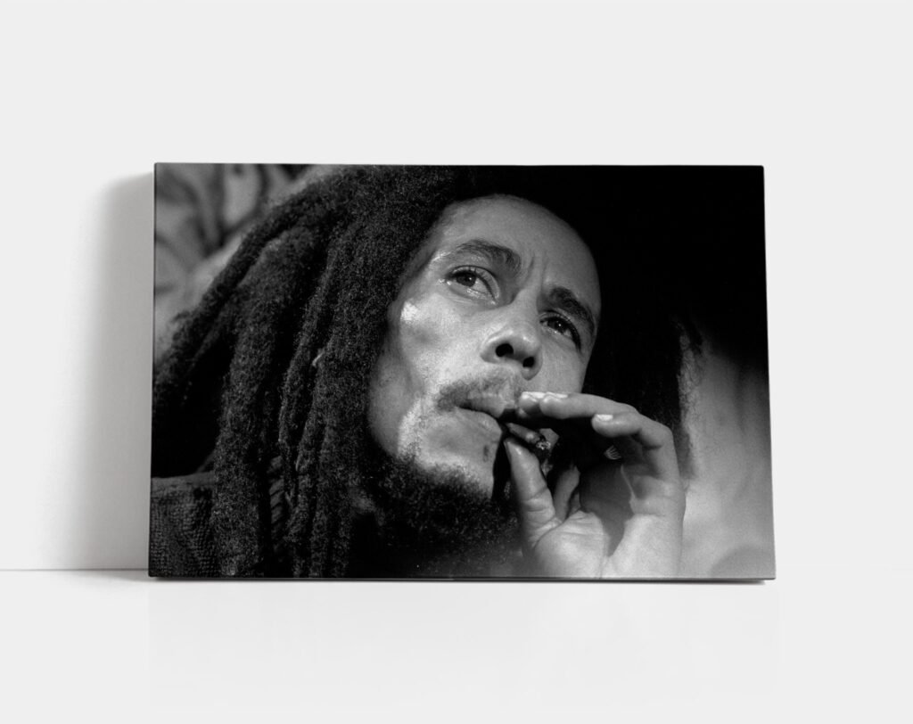 Bob Marley smoking Poster print, Reggae Music Vintage Canvas Wall Art, Black And White photo Canvas Wall art - Image 6