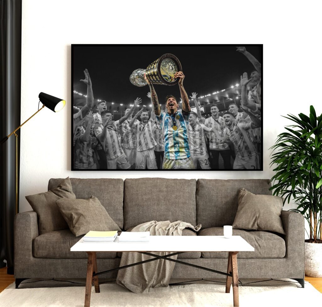 Lionel Messi poster, Argentina 2022 Football World Cup champion Canvas Wall Art print, Soccer Sports poster - Image 3