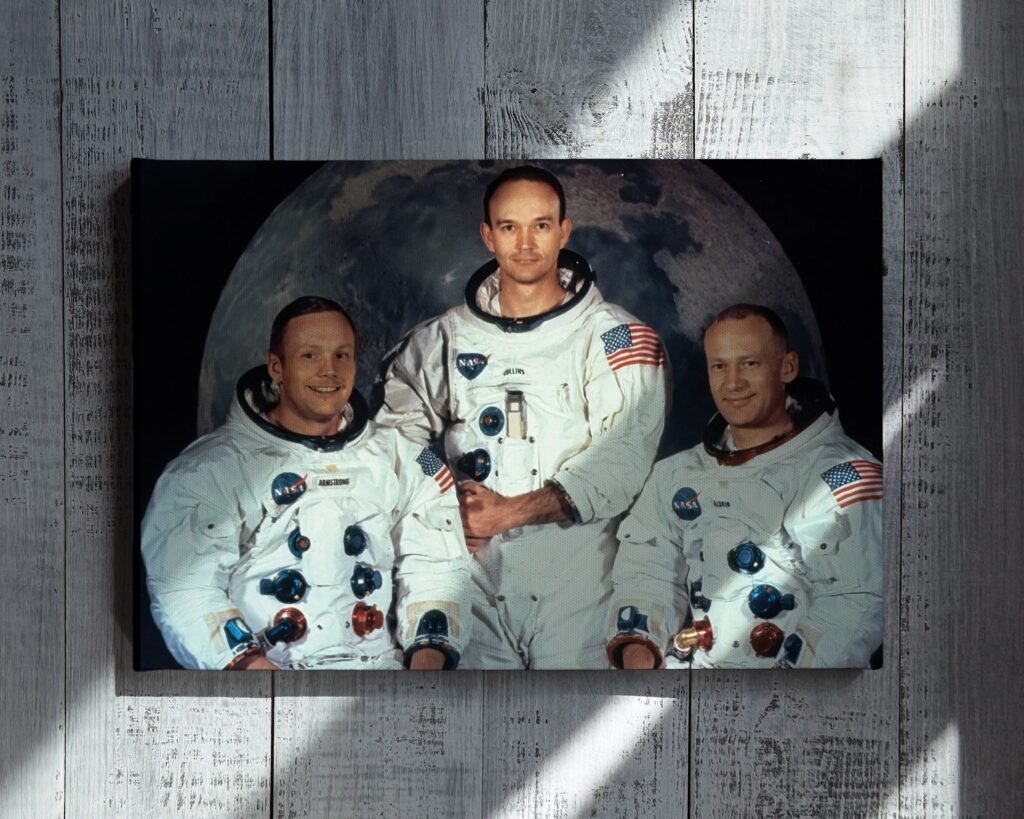 Neil Armstrong, Edwin Aldrin, Michael Collins Apollo 11 moon mission poster print, Apollo 11 Moon landing Canvas Wall art print - Image 3
