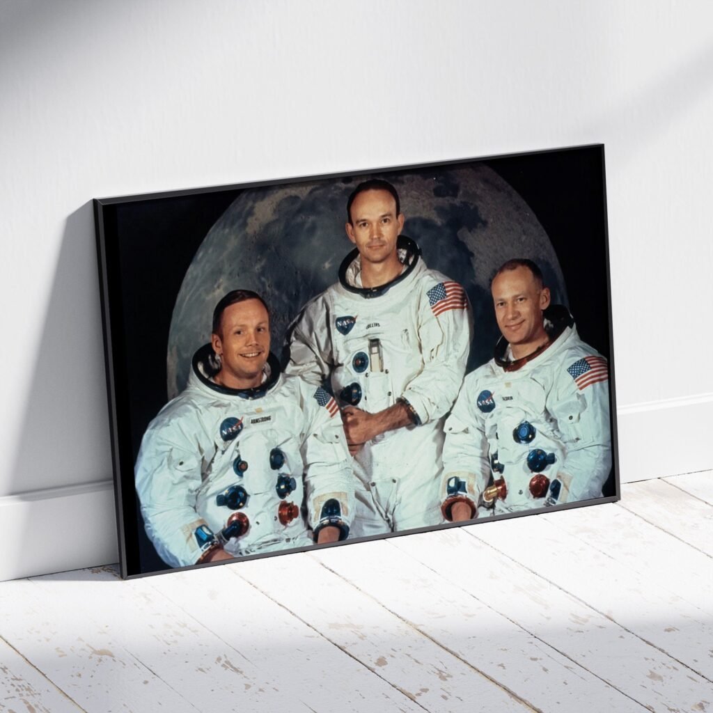 Neil Armstrong, Edwin Aldrin, Michael Collins Apollo 11 moon mission poster print, Apollo 11 Moon landing Canvas Wall art print - Image 6