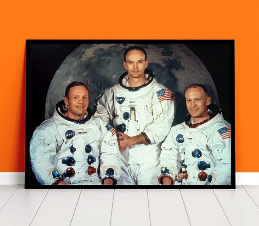 Neil Armstrong, Edwin Aldrin, Michael Collins Apollo 11 moon mission poster print, Apollo 11 Moon landing Canvas Wall art print - Image 7