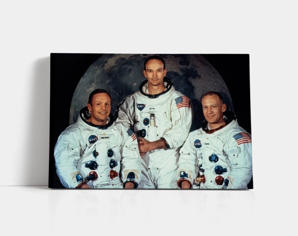 Neil Armstrong, Edwin Aldrin, Michael Collins Apollo 11 moon mission poster print, Apollo 11 Moon landing Canvas Wall art print - Image 8