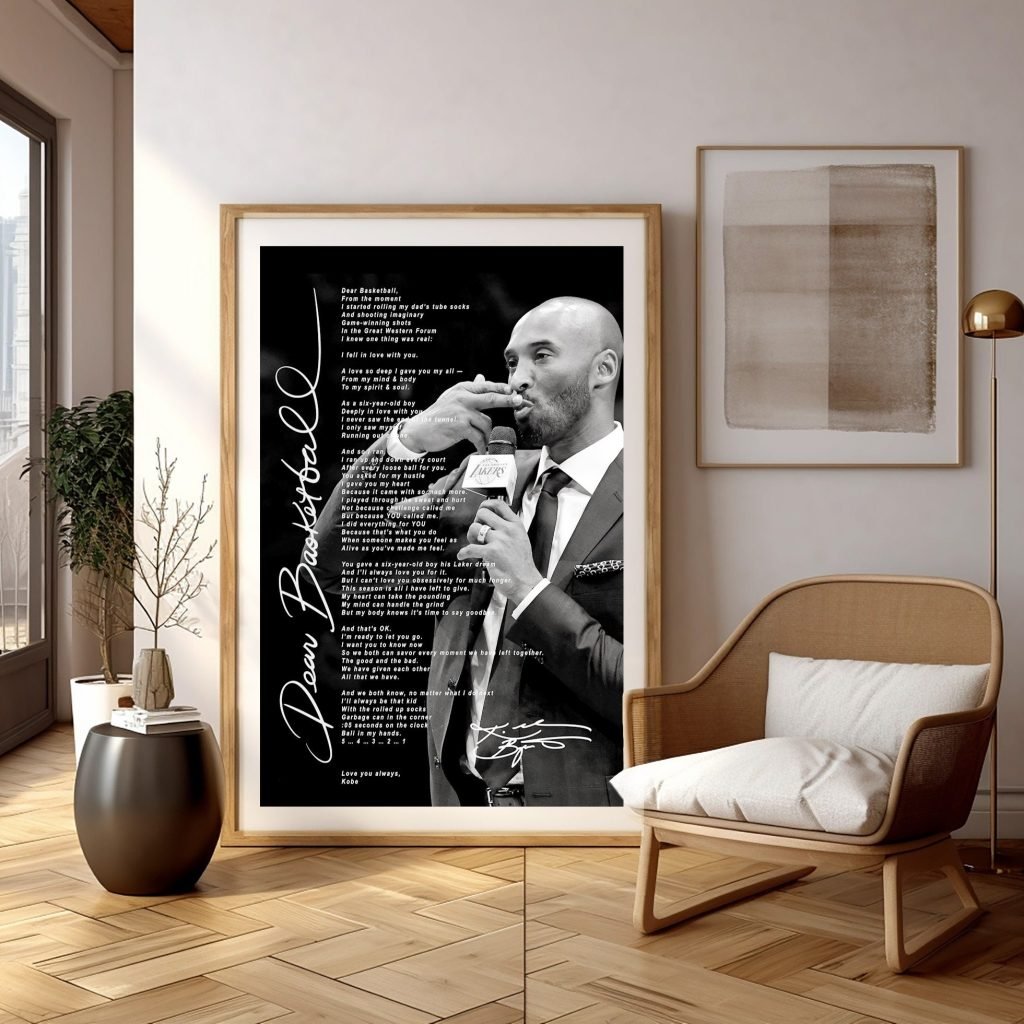 Kobe Bryant qoute poster, Dear Basketball Motivational Print, NBA basketball, Lakers Canvas Wall Art - Image 4