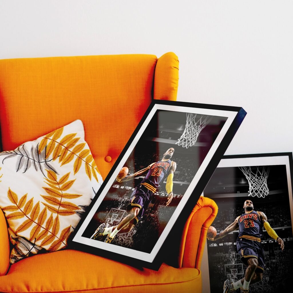 Lebron James Dunk poster, NBA basketball poster print, Cleveland Cavaliers Canvas wall art, iconic sports poster - Image 6