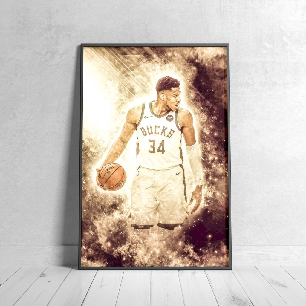 Giannis Antetokounmpo Poster, Greek Freak print, NBA Milwaukee Bucks Canvas Wall Art, Basketball poster - Image 6