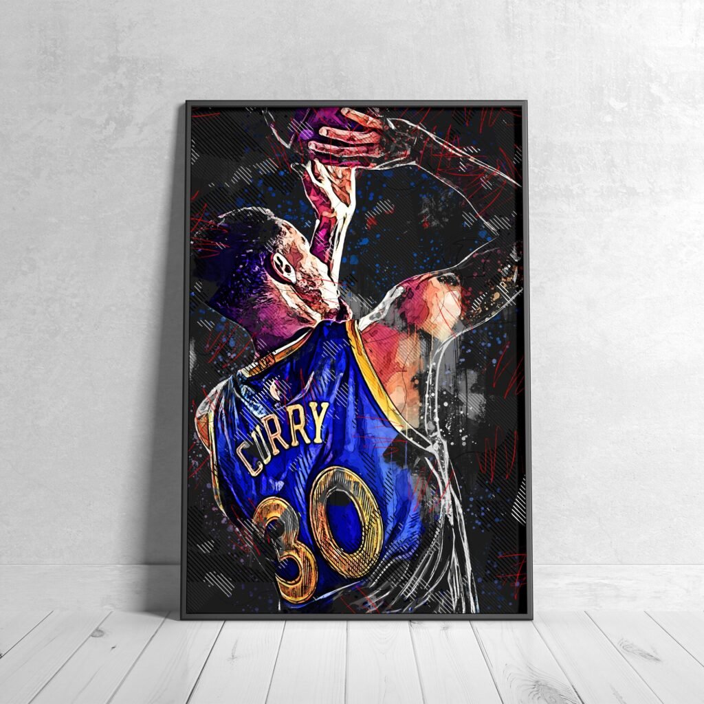 Steph Curry poster print, Golden State Warriors NBA Basketball canvas wall art, iconic sports poster - Image 4