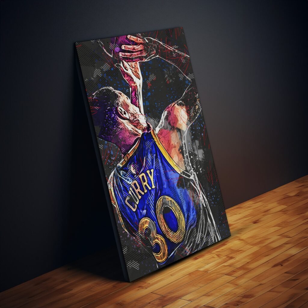 Steph Curry poster print, Golden State Warriors NBA Basketball canvas wall art, iconic sports poster - Image 5