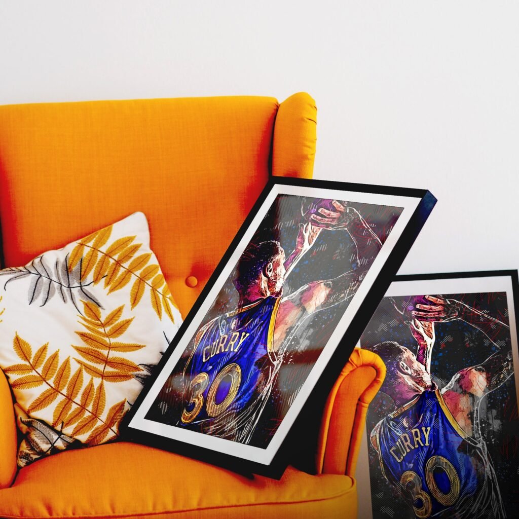 Steph Curry poster print, Golden State Warriors NBA Basketball canvas wall art, iconic sports poster - Image 8
