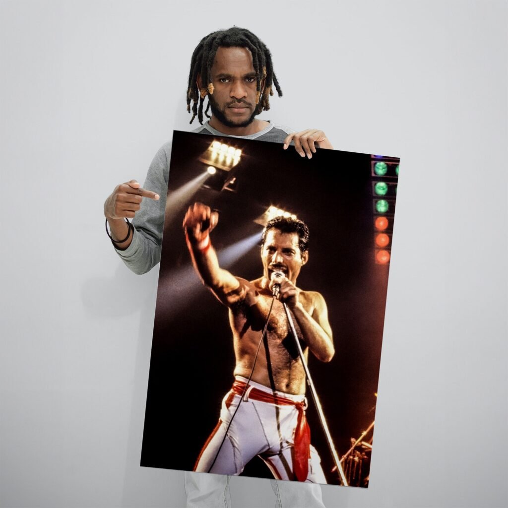 Freddie Mercury on stage poster, Queen Band Music Canvas wall art print, Bohemian Rhapsody poster - Image 4