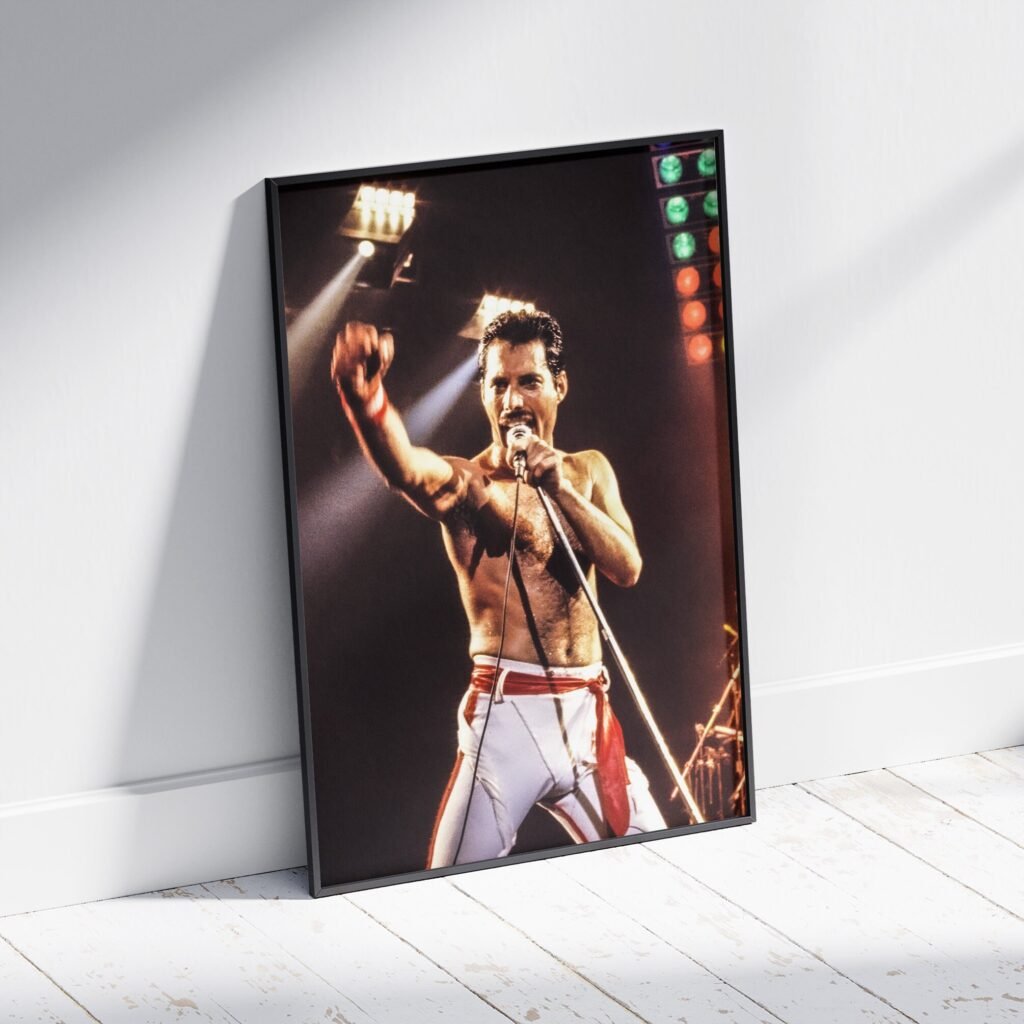 Freddie Mercury on stage poster, Queen Band Music Canvas wall art print, Bohemian Rhapsody poster - Image 8
