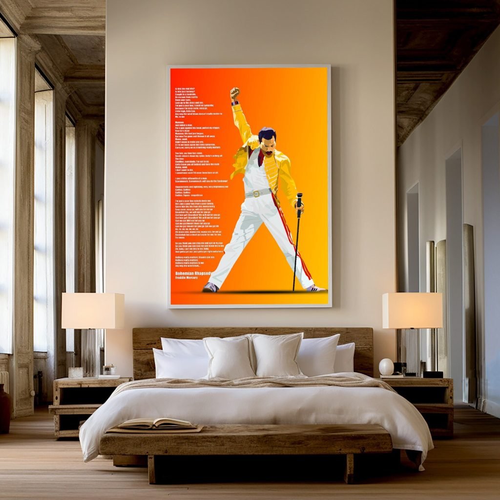 Bohemian Rhapsody Lyrics poster, Queen Freddie Mercury Music Canvas wall art print, Music fans Home decor - Image 3