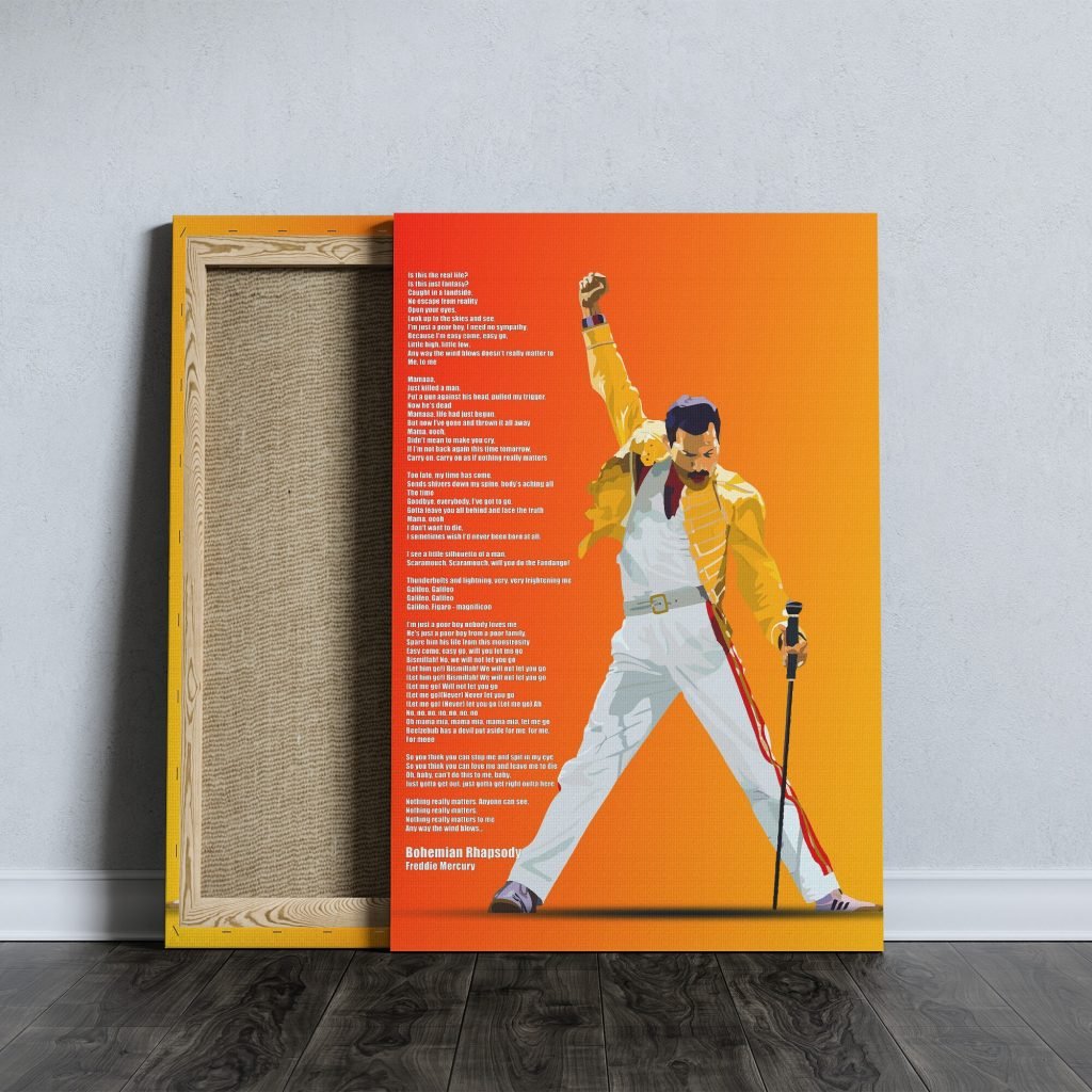 Bohemian Rhapsody Lyrics poster, Queen Freddie Mercury Music Canvas wall art print, Music fans Home decor - Image 8