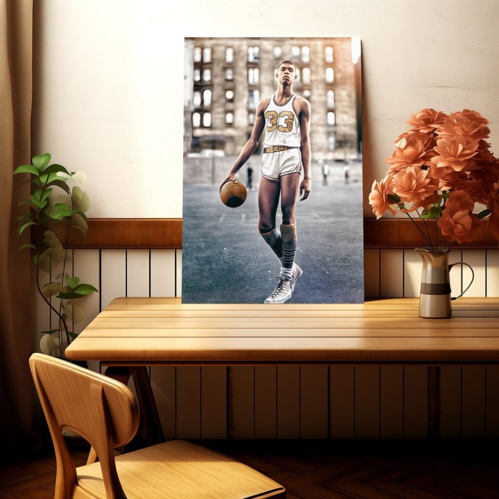 Kareem Abdul-Jabbar Young poster, Legendary NBA Canvas wall art, Basketball NBA print, Iconic sports poster - Image 4