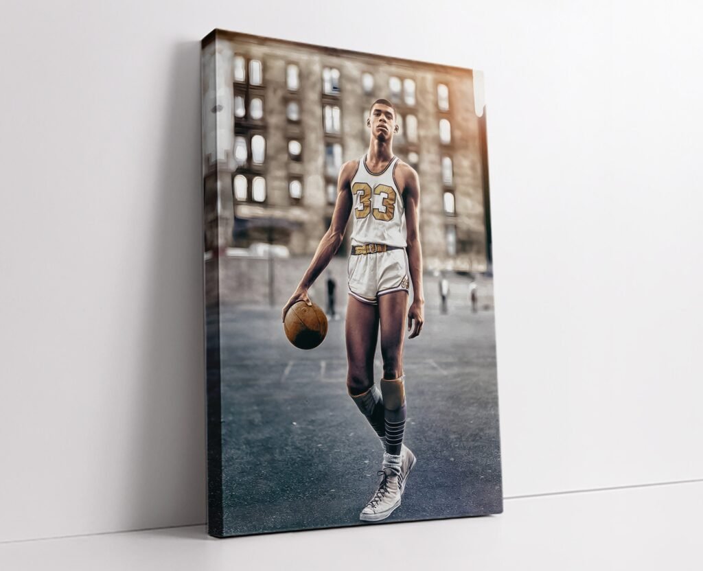 Kareem Abdul-Jabbar Young poster, Legendary NBA Canvas wall art, Basketball NBA print, Iconic sports poster - Image 7