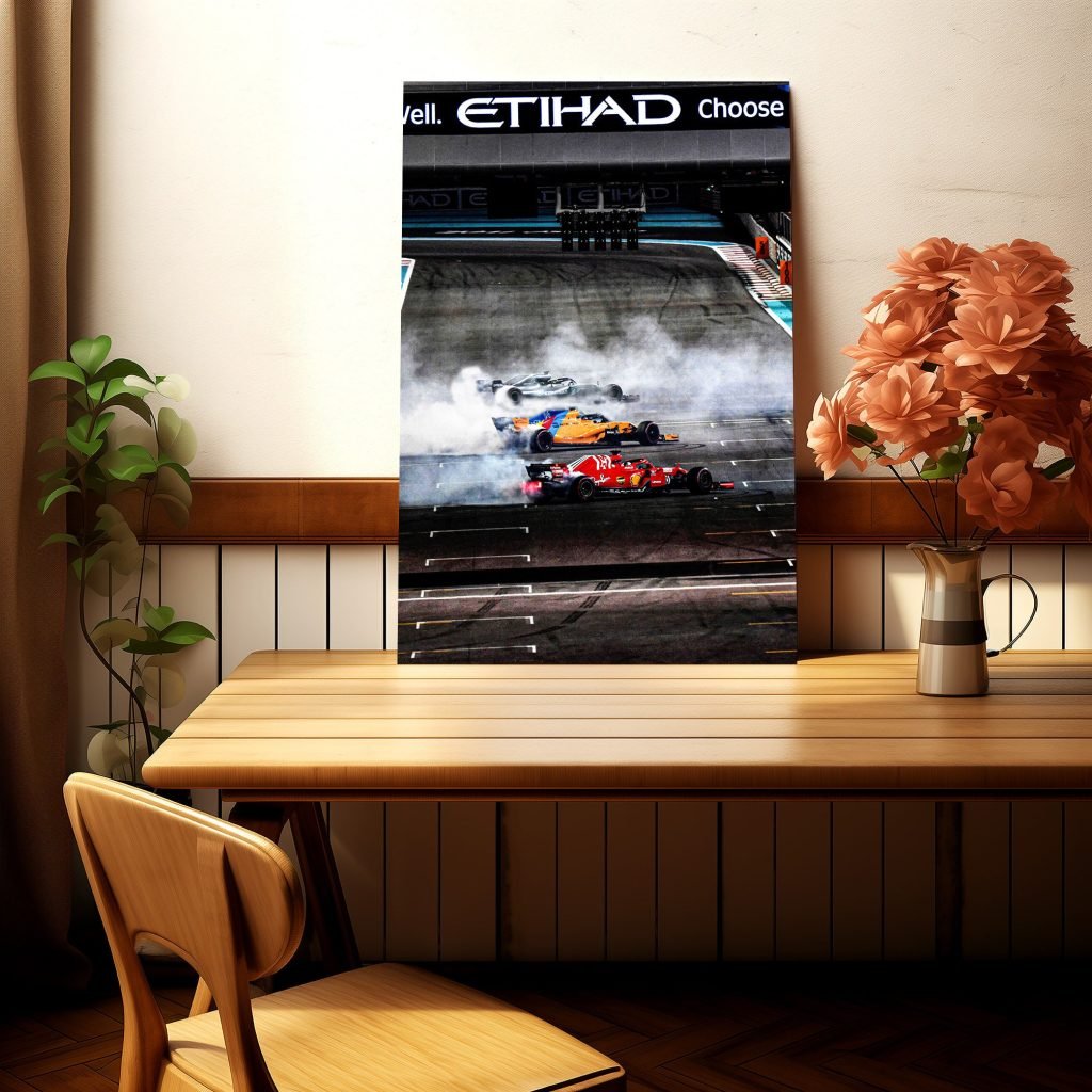 Fernando Alonso retirement poster print, Mercedes F1 Lewis Hamilton, Ferrari F1 Sebastian Vettel, Formula 1 Canvas Wall art - Image 5