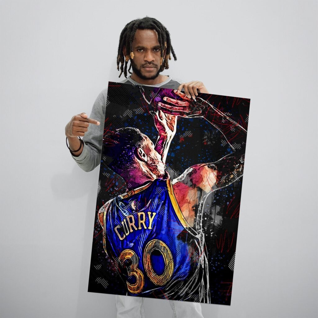 Steph Curry poster print, Golden State Warriors NBA Basketball canvas wall art, iconic sports poster - Image 3