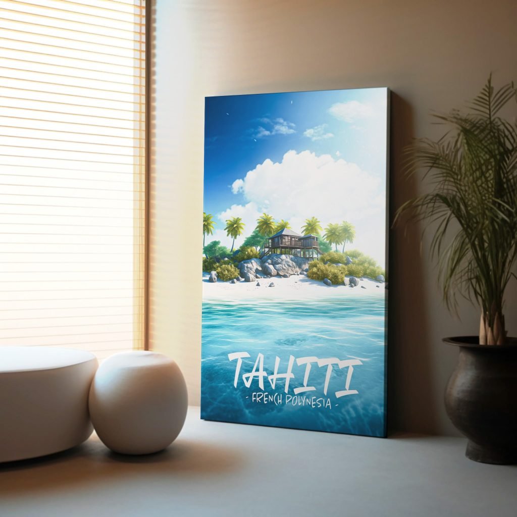 Tahiti French Polynesia Canvas Wall Art print  - Tropical Paradise Canvas Wall Artwork - Perfect Home Decor for Living Room - Image 5