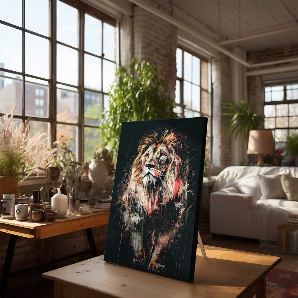 Lion Canvas Wall Art print - Animal Wall Artwork for Living Room or Bedroom - Colorful Leo Design - Image 4