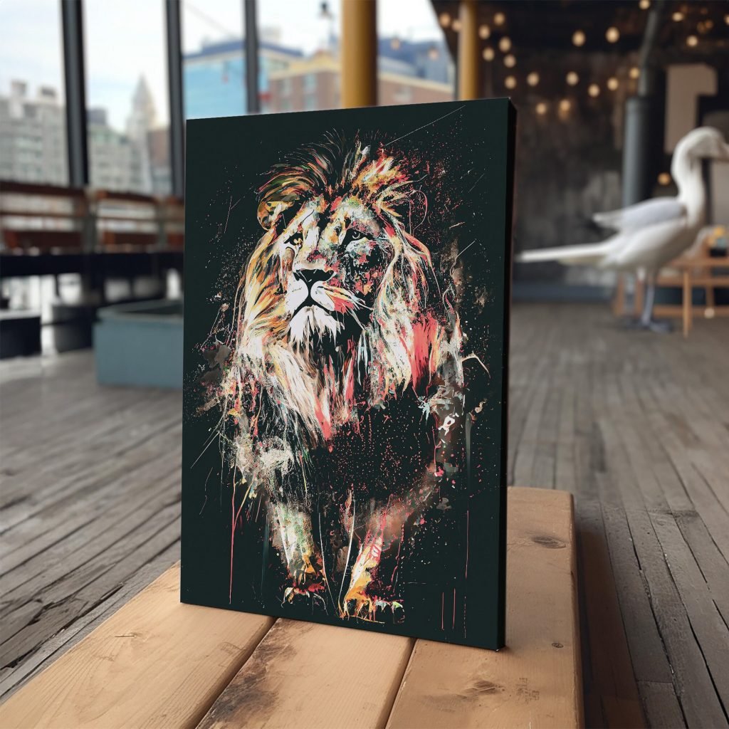 Lion Canvas Wall Art print - Animal Wall Artwork for Living Room or Bedroom - Colorful Leo Design - Image 5