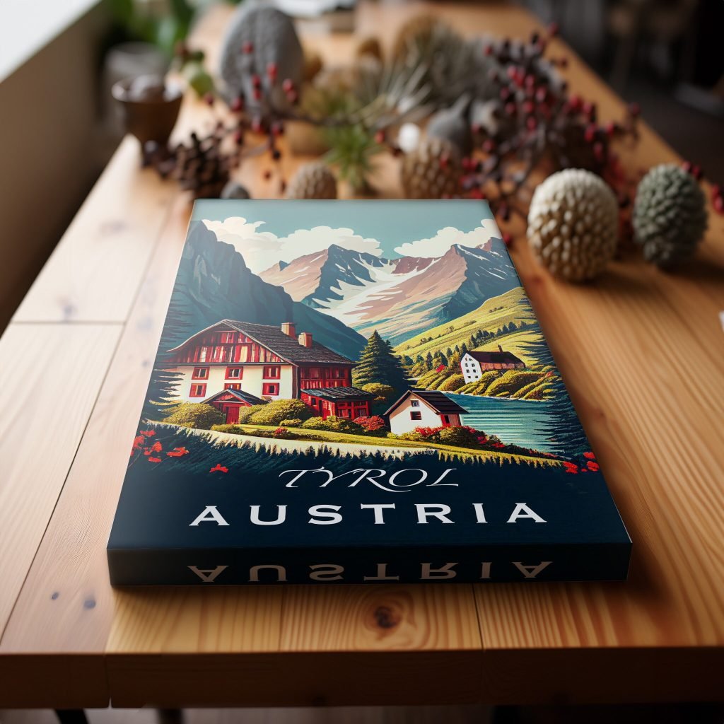 Vintage Tyrol Alps Canvas Wall Art print - Austria Nature Travel Canvas Artwork for Living Room - Image 8