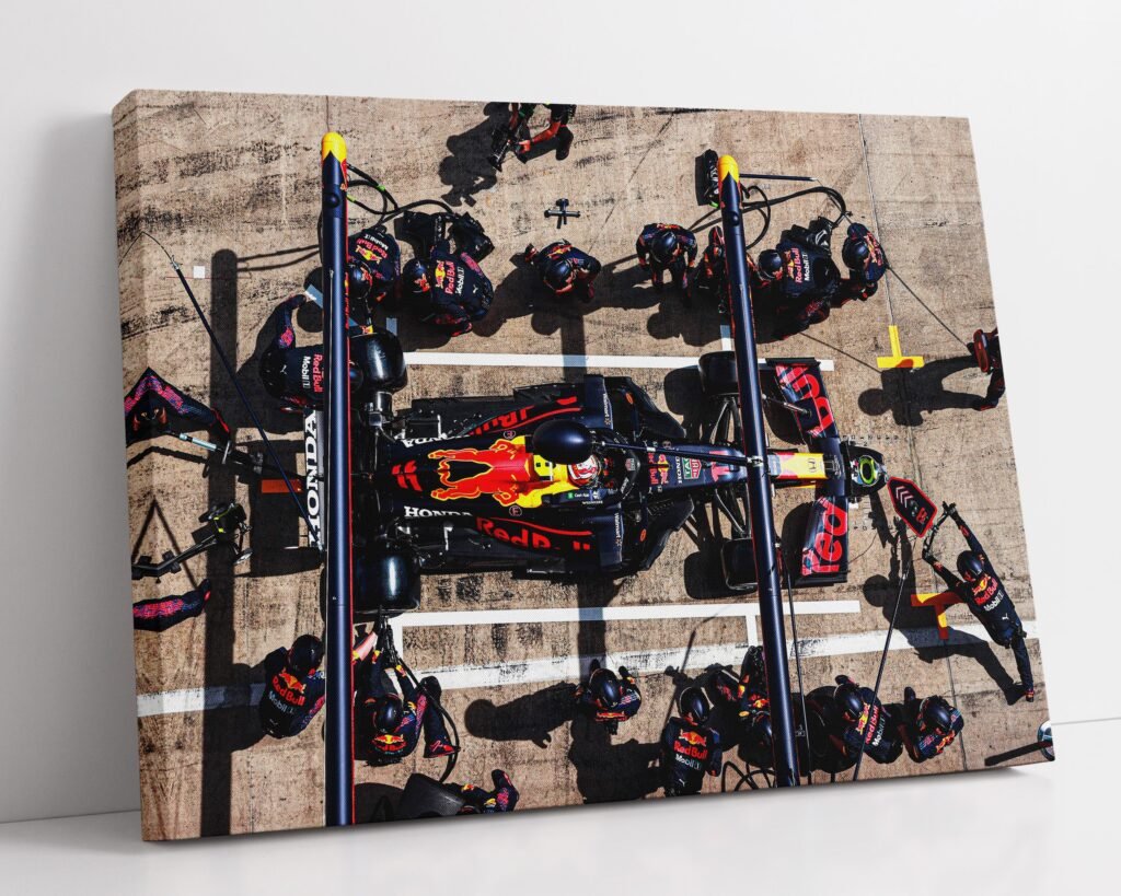 Checo Sergio Perez poster, Red Bull Racing Formula 1 Pit Stop print, F1 canvas wall art - Image 5