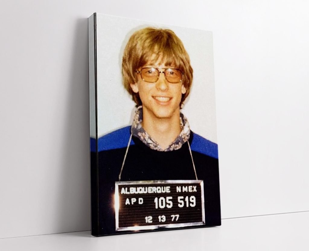 Bill Gates poster, Microsoft print, Entrepreneur mugshot Canvas Wall art, Business Black and White print - Image 5