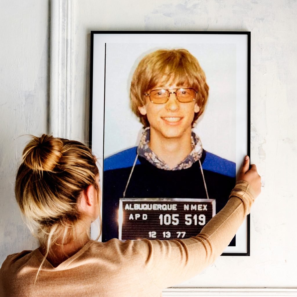 Bill Gates poster, Microsoft print, Entrepreneur mugshot Canvas Wall art, Business Black and White print - Image 7