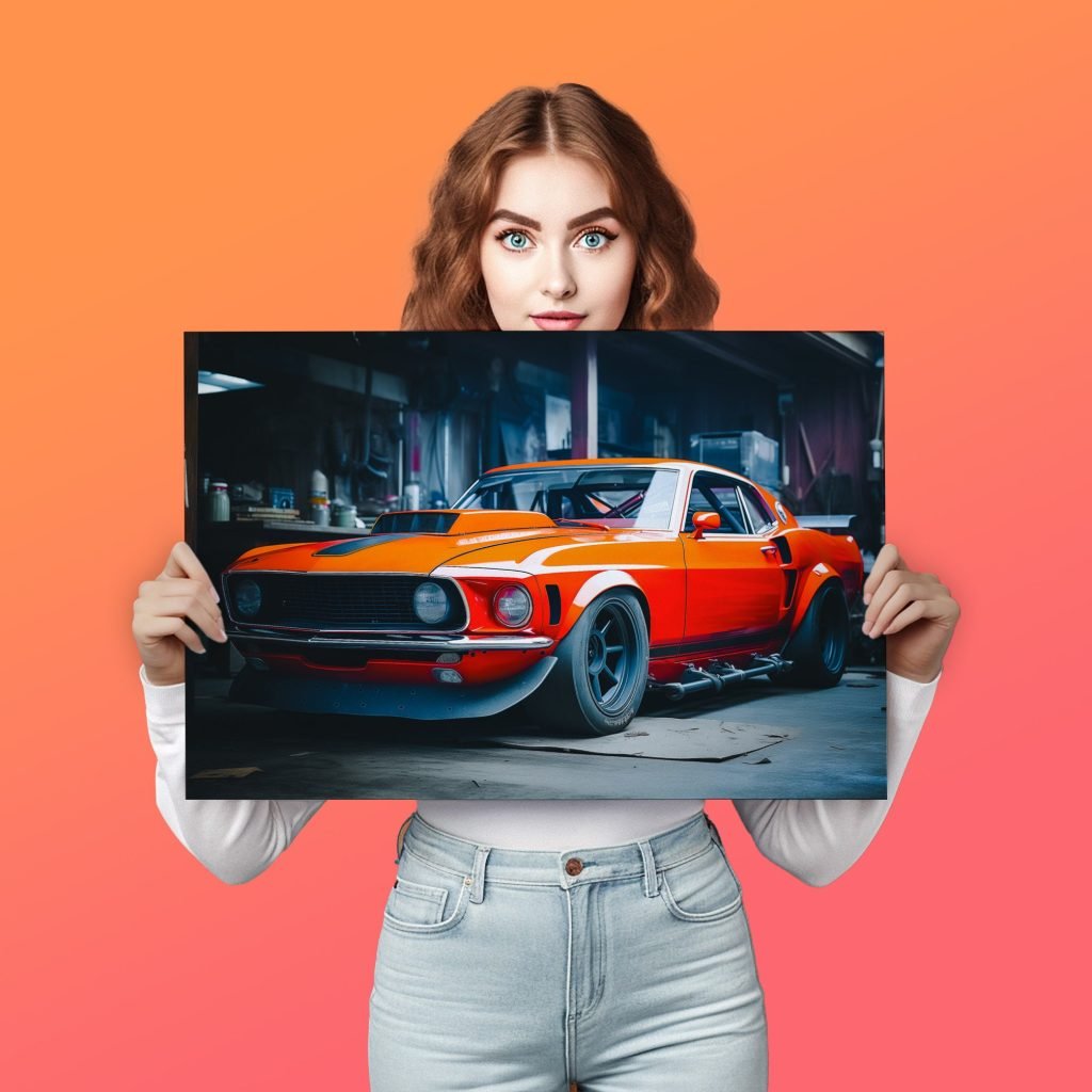 Ford Mustang Canvas Wall Art print , Racing car Vintage Canvas, Artwork for Living Room, man cave or boys room - Image 4