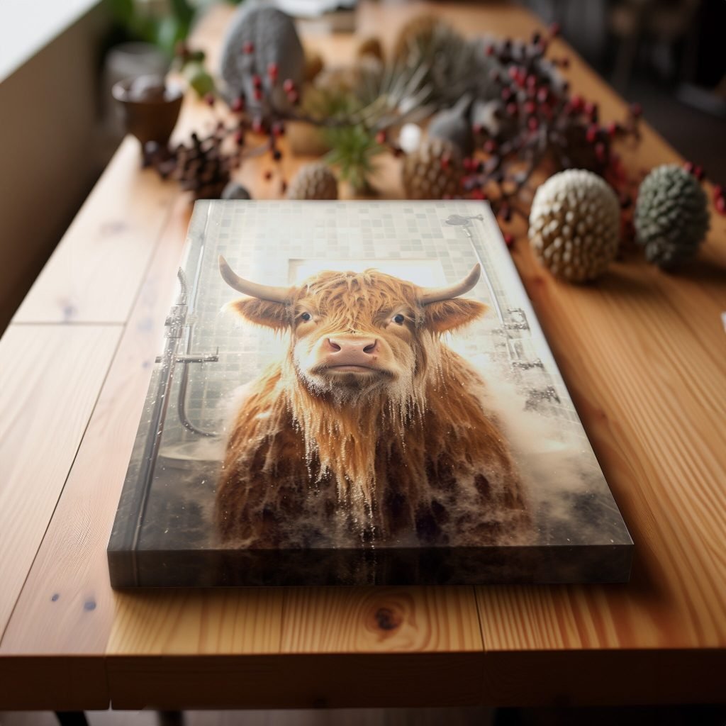 Highland Cow Canvas Wall Art print  - Living Room Decor - Rustic Highland Cow Stretched Canvas Artwork - Image 7