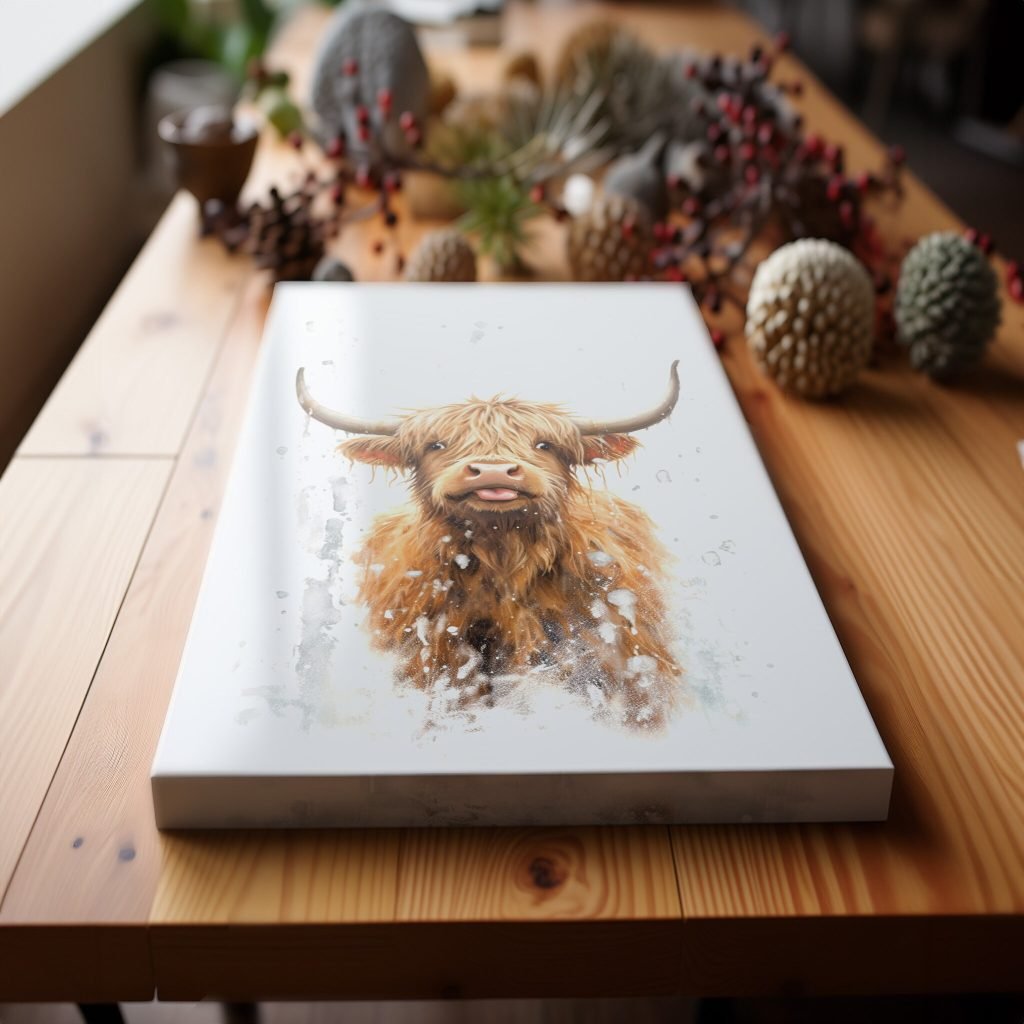 Highland Cow in Shower Canvas Wall Art print, Bathroom Home Decor, Stretched Canvas - Image 8
