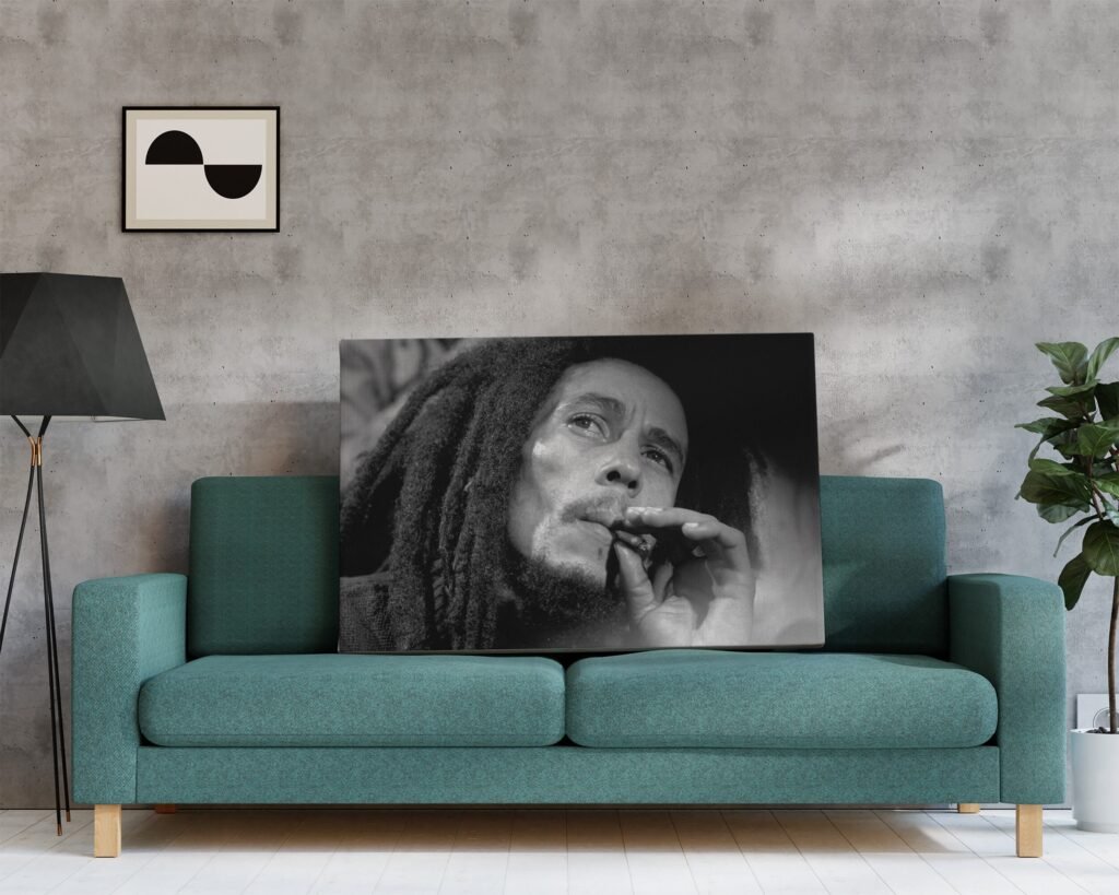 Bob Marley smoking Poster print, Reggae Music Vintage Canvas Wall Art, Black And White photo Canvas Wall art - Image 7
