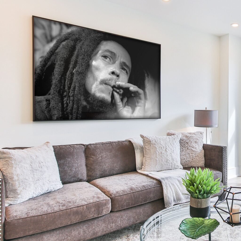 Bob Marley smoking Poster print, Reggae Music Vintage Canvas Wall Art, Black And White photo Canvas Wall art - Image 8