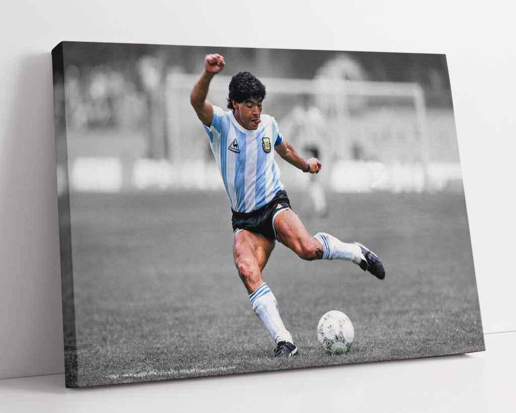 Diego Maradona goal poster print, Argentina Football star World Cup Canvas Wall art print, Soccer Sports poster - Image 3