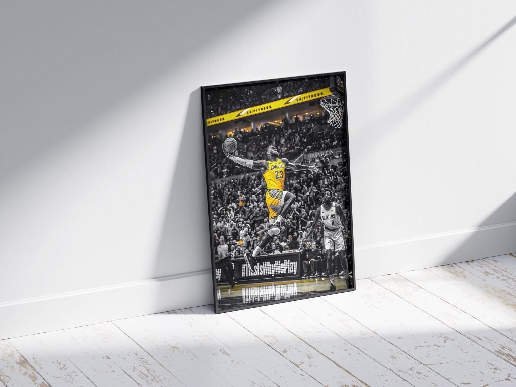 Lebron James poster, NBA Los Angeles Lakers Dunk Poster digital download - Image 3