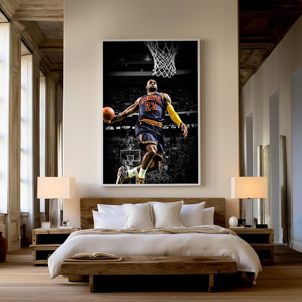 Lebron James Dunk poster, NBA basketball poster print, Cleveland Cavaliers Canvas wall art, iconic sports poster - Image 3