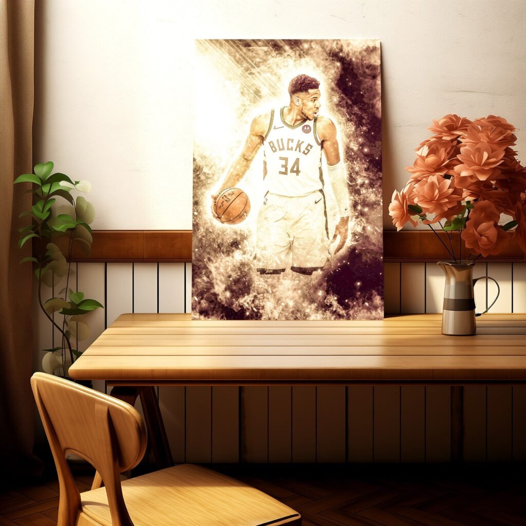 Giannis Antetokounmpo Poster, Greek Freak print, NBA Milwaukee Bucks Canvas Wall Art, Basketball poster - Image 4