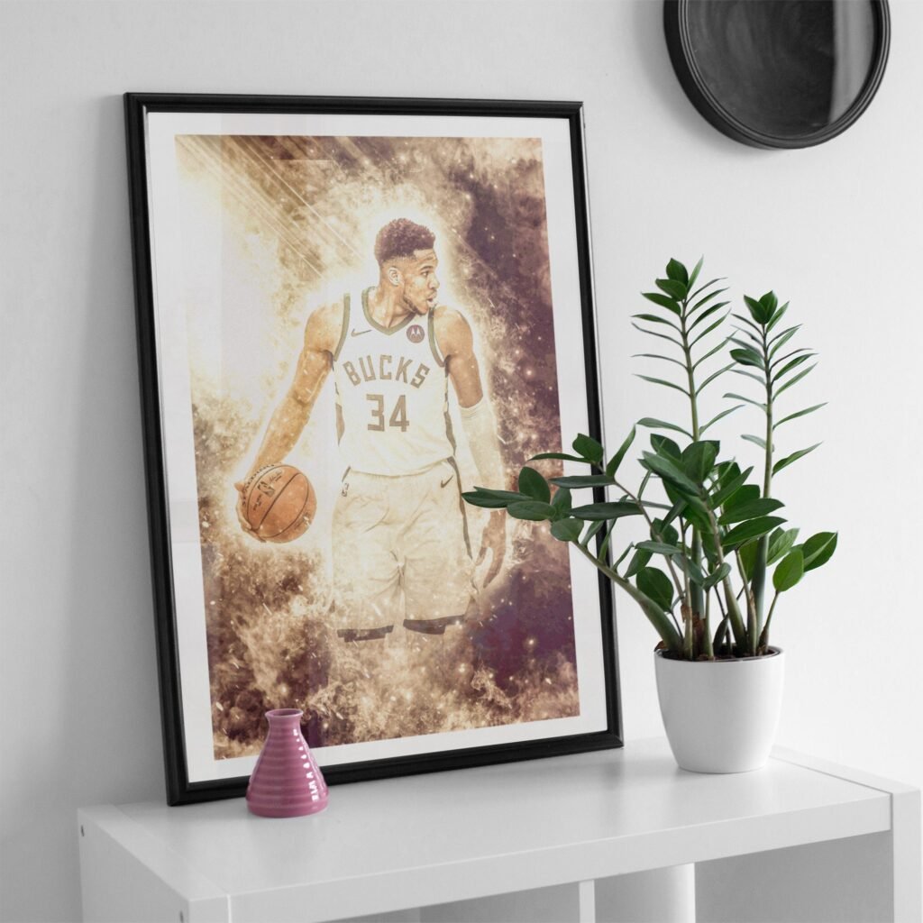 Giannis Antetokounmpo Poster, Greek Freak print, NBA Milwaukee Bucks Canvas Wall Art, Basketball poster - Image 5