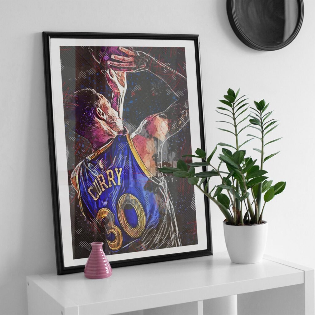 Steph Curry poster print, Golden State Warriors NBA Basketball canvas wall art, iconic sports poster - Image 7